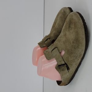 Birkenstock Boston Suede Women's Green Olive Sandals